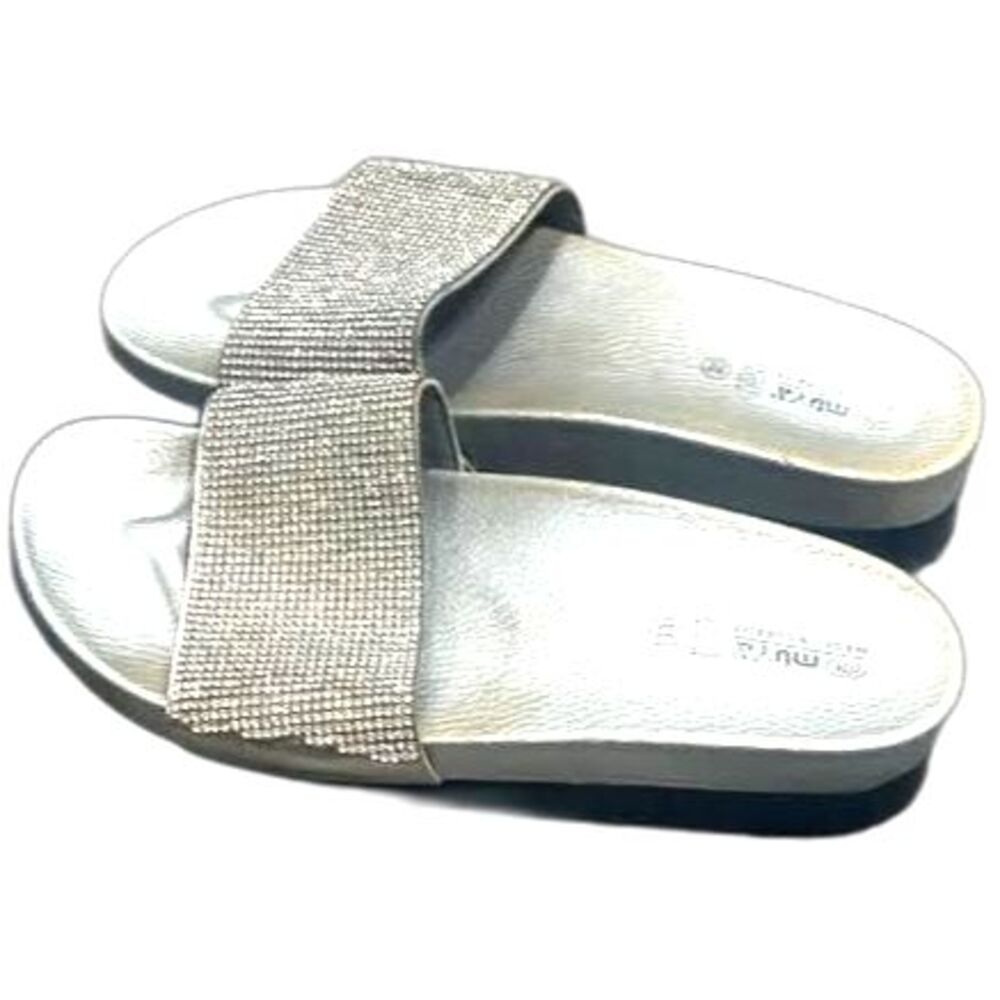Rhinestone silver sandals size 8